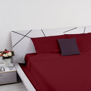 Completo lenzuola in pregiato cotone percalle 200 fili Bordeaux