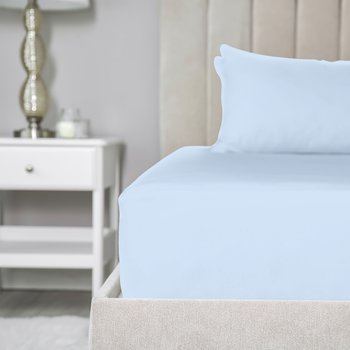 Lenzuola sotto con angoli in pregiato cotone Percalle 200 fili Azzurro