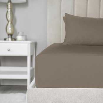 Lenzuola sotto con angoli in pregiato cotone Percalle 200 fili Tortora