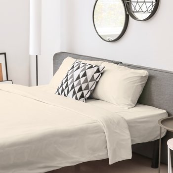 Parure copripiumino in pregiato cotone percalle 200 fili Avorio