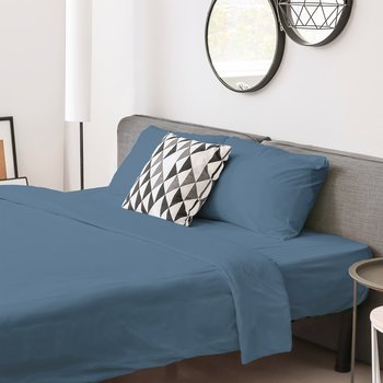 Parure copripiumino in pregiato cotone percalle 200 fili Blu Denim