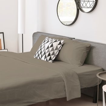 Parure copripiumino in pregiato cotone percalle 200 fili Tortora