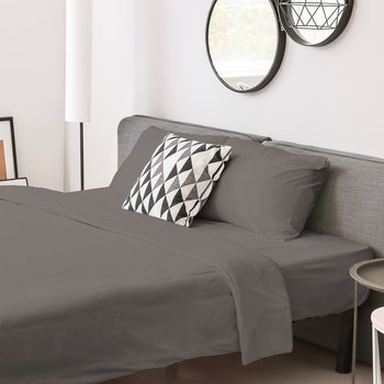 Parure copripiumino in pregiato cotone percalle 200 fili Grigio Peltro