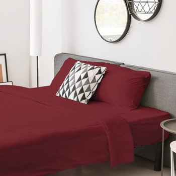 Parure copripiumino in pregiato cotone percalle 200 fili Bordeaux