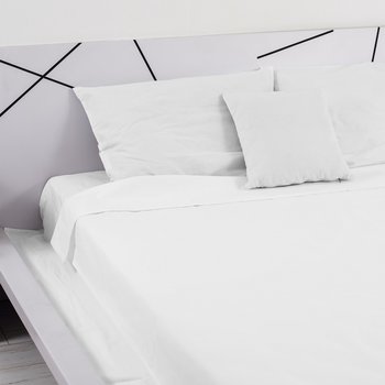 Coppia di federe in pregiato cotone percalle 200 fili Bianco