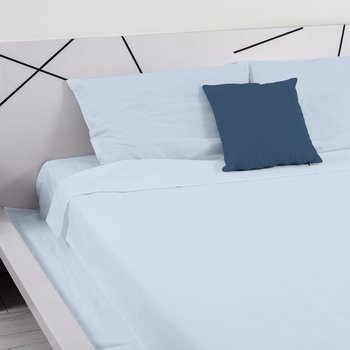 Coppia di federe in pregiato cotone percalle 200 fili Azzurro