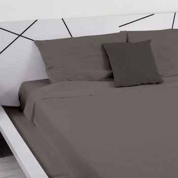 Coppia di federe in pregiato cotone percalle 200 fili Grigio Peltro