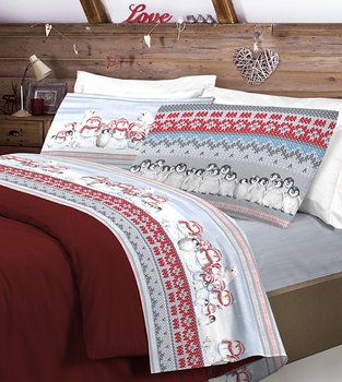 Completo lenzuola in cotone Inverno Polare Rosso