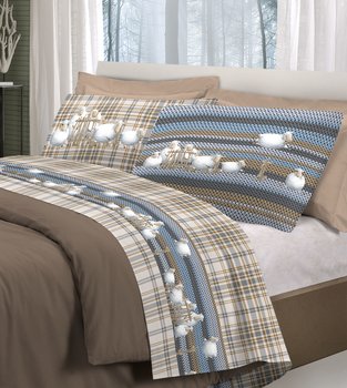 Completo lenzuola in cotone Pecorelle Beige