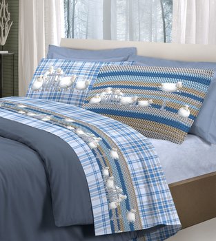 Completo lenzuola in cotone Pecorelle Blu