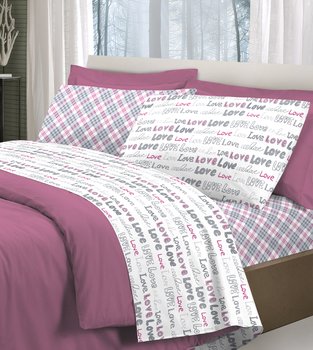 Completo lenzuola in cotone Love Lilla