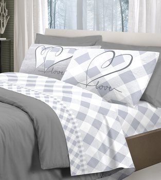 Completo lenzuola in cotone Lovely Check Grigio