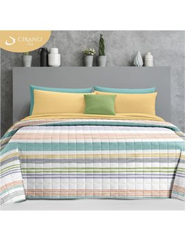 Copriletto matrimoniale trapuntato in microfibra COLORS