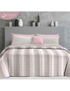 Copriletto matrimoniale trapuntato in microfibra MELANGE ROSA