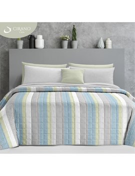 Copriletto matrimoniale trapuntato in microfibra NATUREL AZZURRO