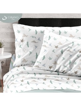 Completo Lenzuola matrimoniale ORIGAMI VERDE-BEIGE