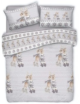 Copripiumino in cotone AMICI DI NATALE GRIGIO