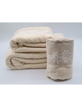 ASCIUGAMANI 2 PEZZI - 3 PEZZI disegno DECORO BEIGE