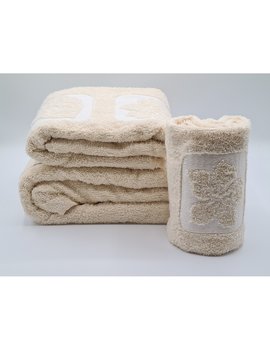ASCIUGAMANI 2 PEZZI - 3 PEZZI disegno FLOWER BEIGE