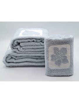 ASCIUGAMANI 2 PEZZI - 3 PEZZI disegno FLOWER BLU