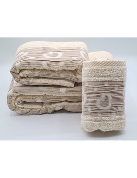 SET ASCIUGAMANI 2 PEZZI - 3 PEZZI disegno LOVE BEIGE