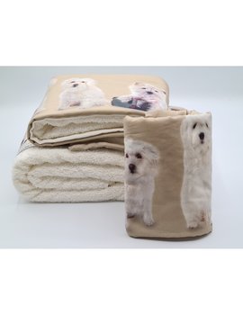 SET ASCIUGAMANI STAMPA DIGITALE 2 PEZZI - 3 PEZZI disegno MALTESE