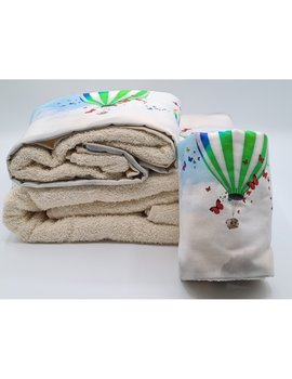 SET ASCIUGAMANI STAMPA DIGITALE 2 PEZZI - 3 PEZZI disegno MONGOLFIERA