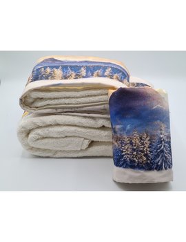 SET ASCIUGAMANI STAMPA DIGITALE 2 PEZZI - 3 PEZZI disegno MONTAGNA D'INVERNO