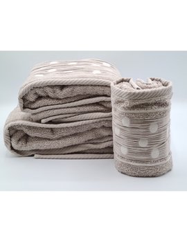 SET ASCIUGAMANI 2 PEZZI - 3 PEZZI disegno POIS TORTORA