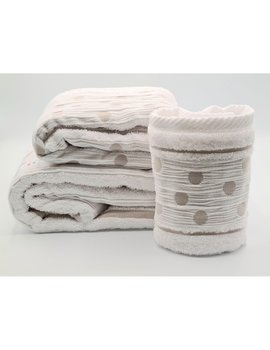 SET ASCIUGAMANI 2 PEZZI - 3 PEZZI disegno POIS WHITE