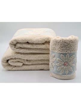 SET ASCIUGAMANI 2 PEZZI - 3 PEZZI disegno FIORE