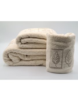 SET ASCIUGAMANI 2 PEZZI - 3 PEZZI disegno FOGLIA