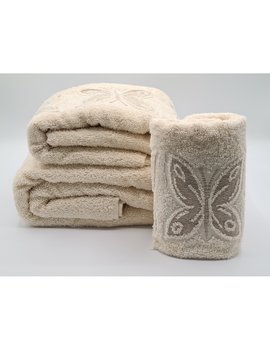 SET ASCIUGAMANI 2 PEZZI - 3 PEZZI disegno FARFALLA