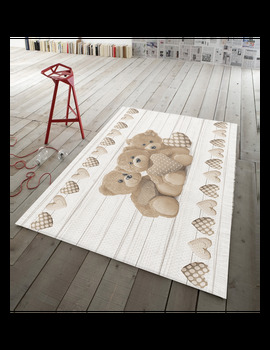 Tappeto arredo antiscivolo stampa digitale Orsetti Beige made in Italy