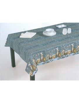 Tovaglia Natalizia Tavola di Natale Candele e Lanterne Varie Misure in Digitale