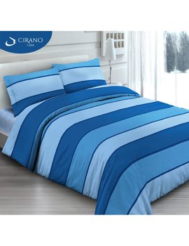 Copriletto con Federe in Cotone Piquet FASCIATO BLU