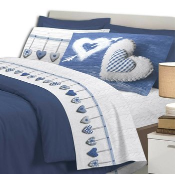 Completo lenzuola CUORI APPESI BLU