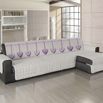 Copridivano con Penisola Cuori Appesi Lilla