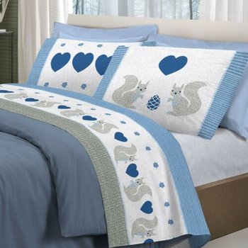 Completo Lenzuola Scoiattolo Azzurro