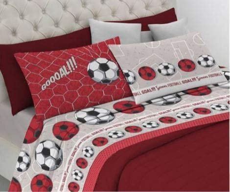 completo lenzuola in cotone calcio rossoneri - lovehome