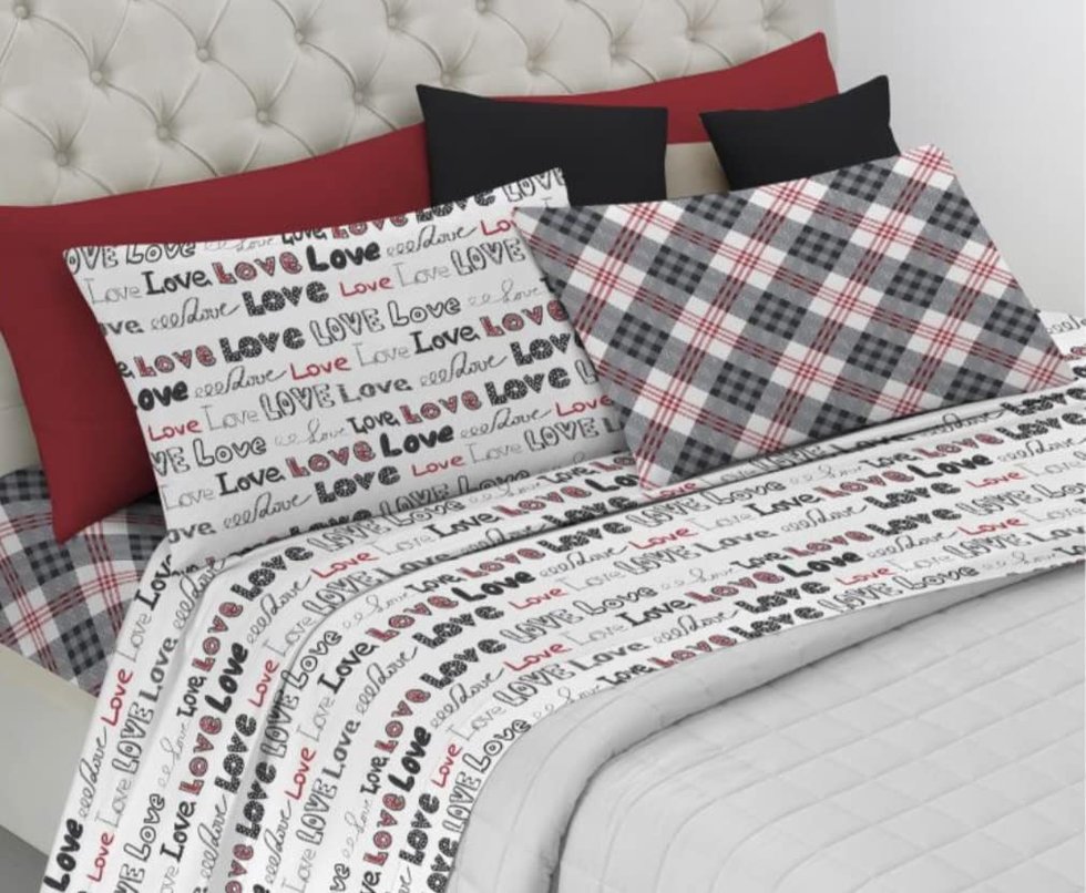 completo lenzuola matrimoniale in cotone colors rosso - lovehome