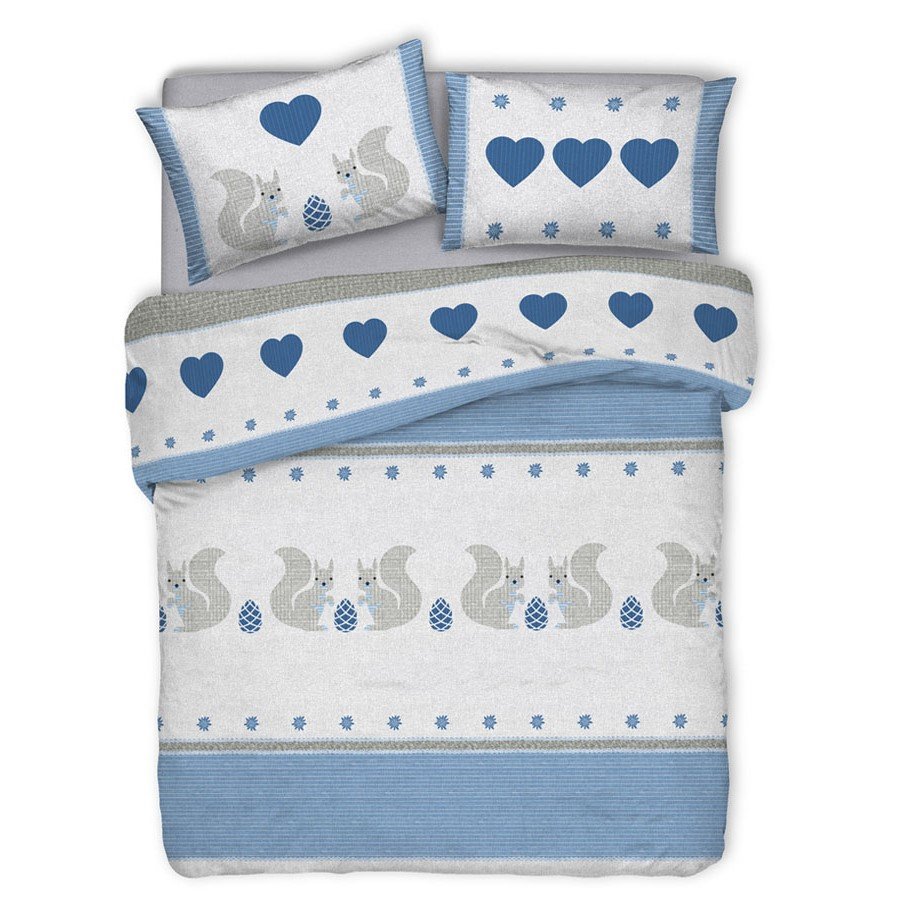 Copripiumino in cotone scoiattolo blu