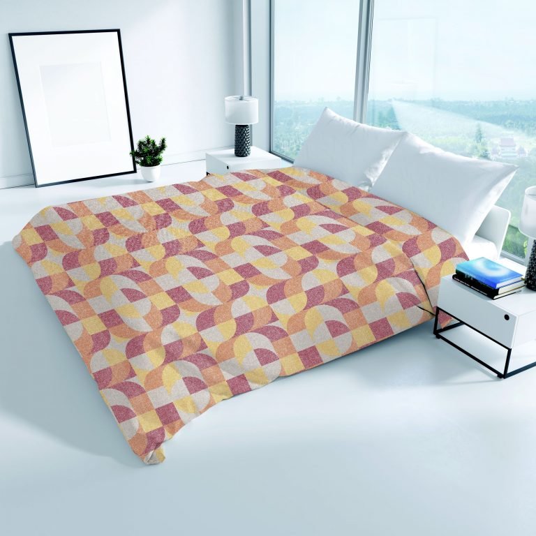 Copriletto con federe in cotone piquet geopop arancio