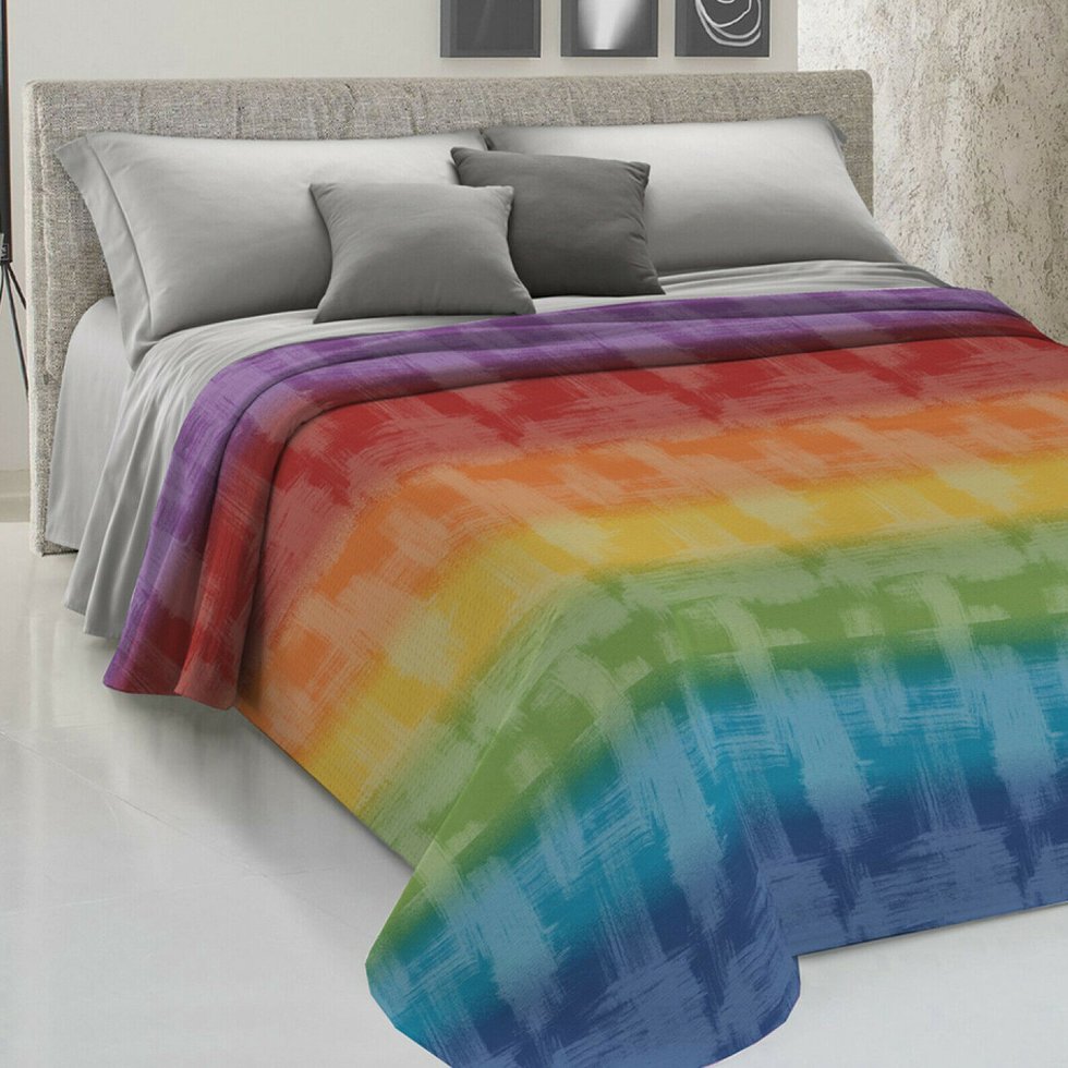 Copriletto in cotone piquet arcobaleno