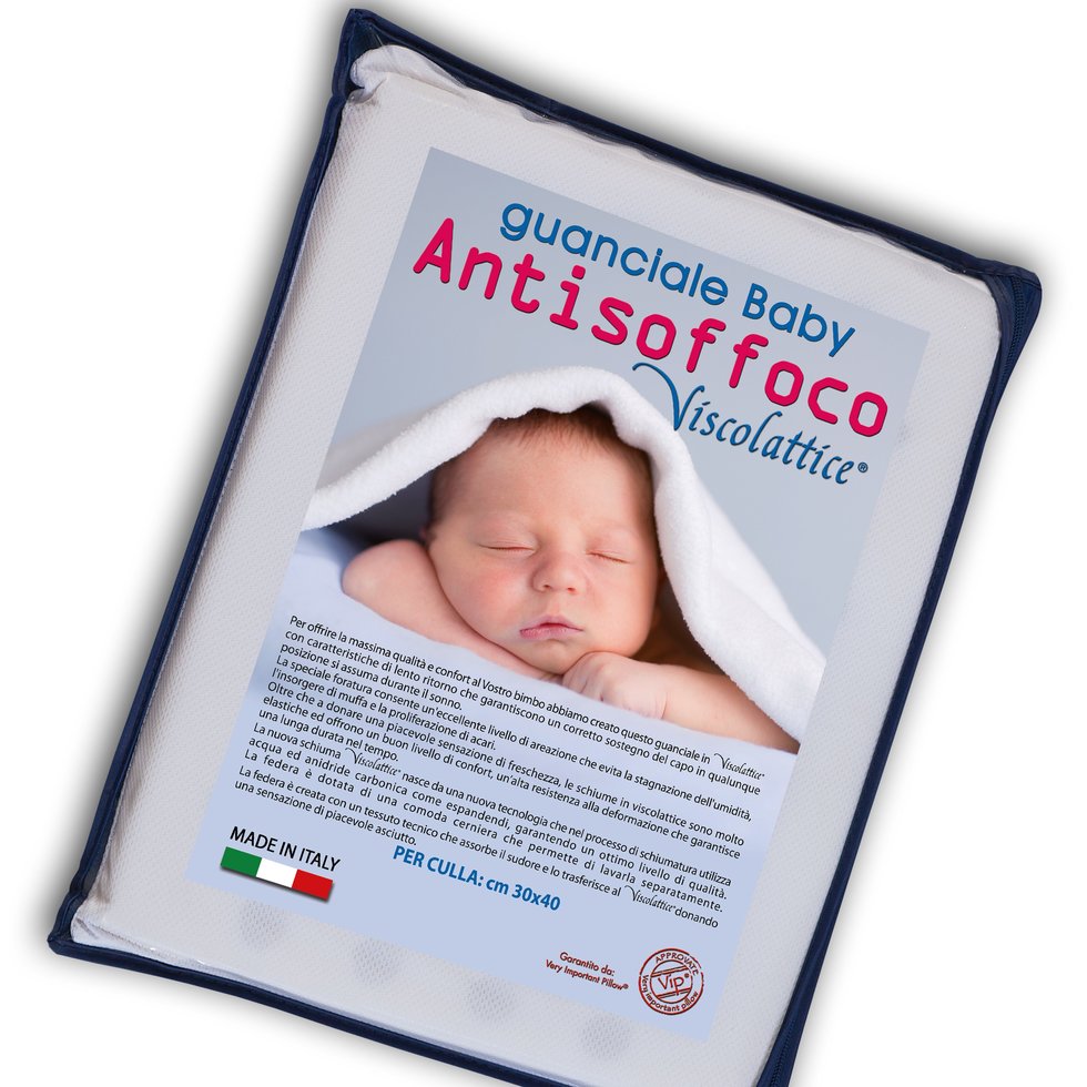 Guanciale baby anti soffoco in viscolattice 30x40