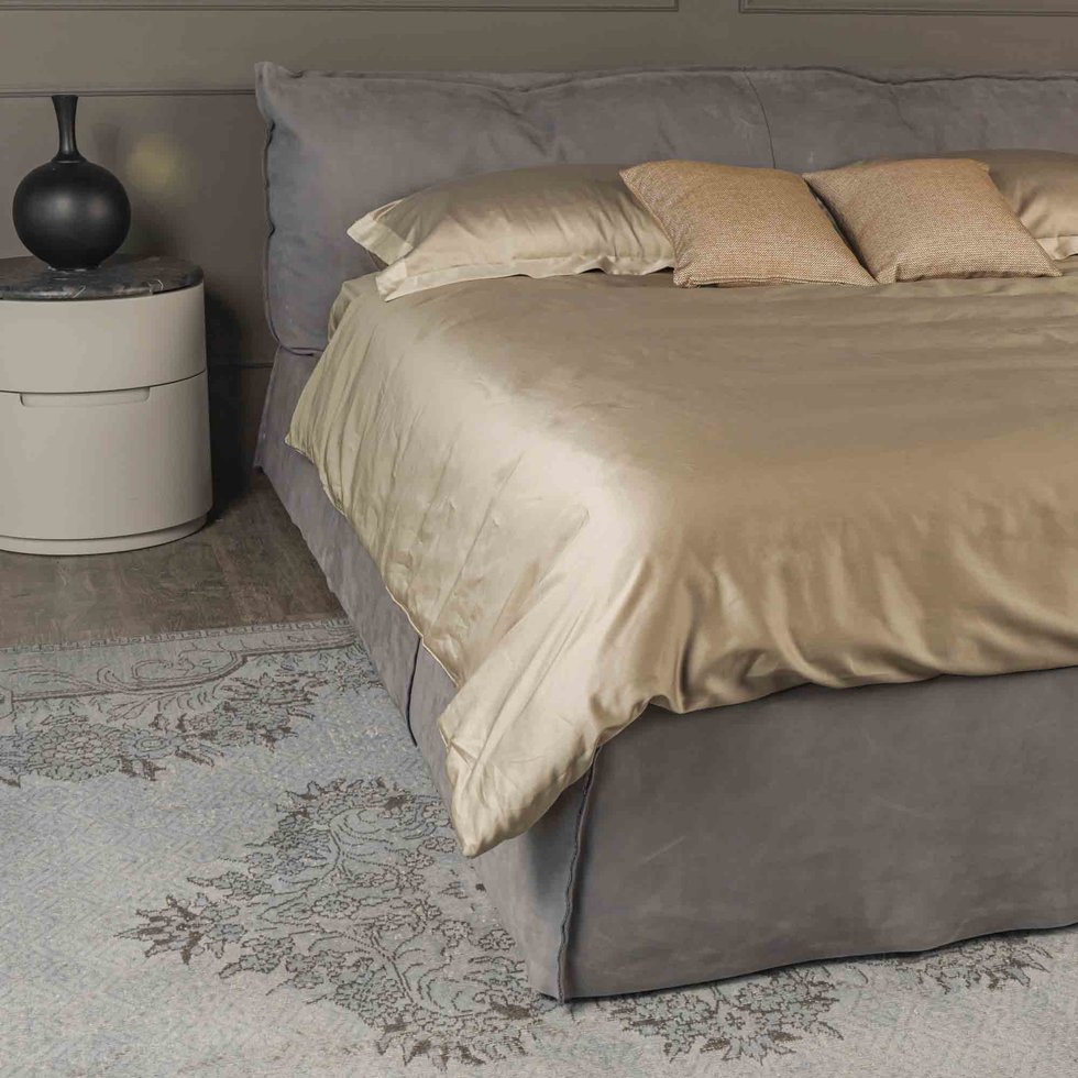 Completo copripiumino luxury in raso 300 fili argilla