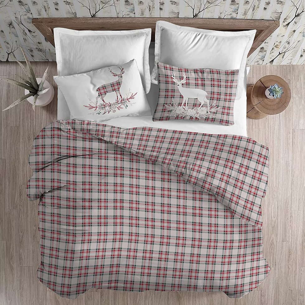 copripiumino in calda flanella tartan cervo rosso - lovehome