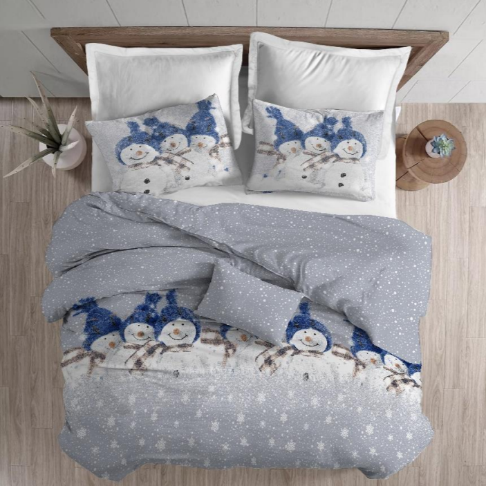 copripiumino in calda flanella snowman blu - lovehome