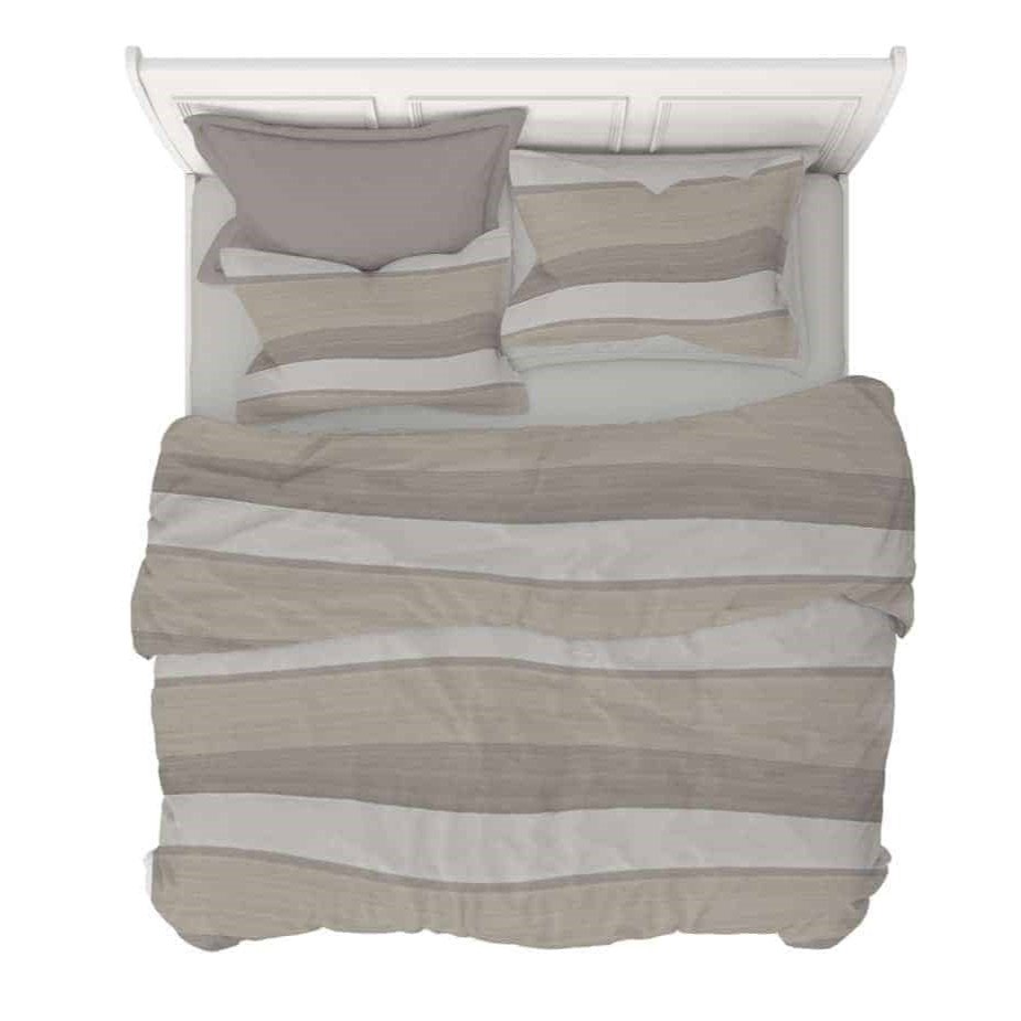 Copripiumino in cotone shabby line grigio e beige