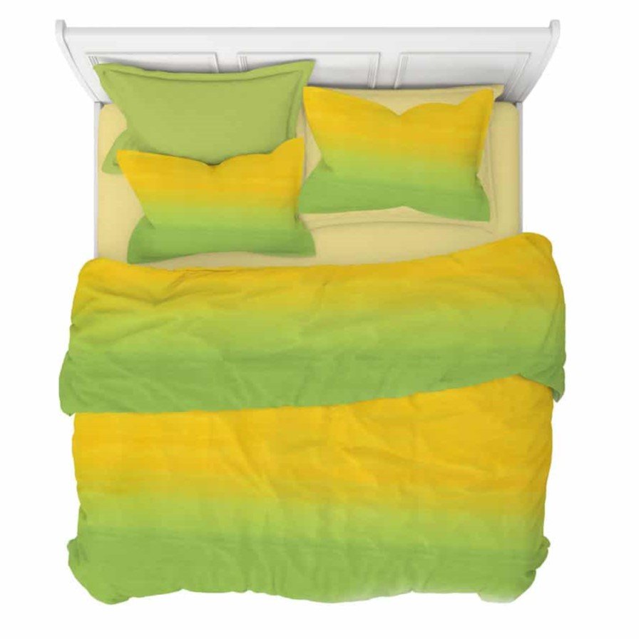 Copripiumino in cotone paintfull verde e giallo